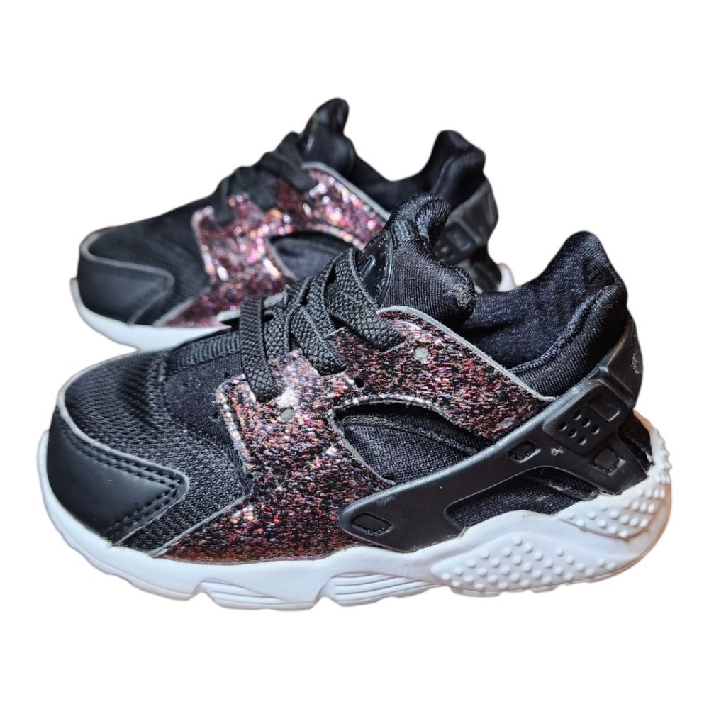 Nike Air Huarache Shoes Run SE RARE Pink Glitter Metallic Baby/ Toddler Size 7C - Picture 9 of 12